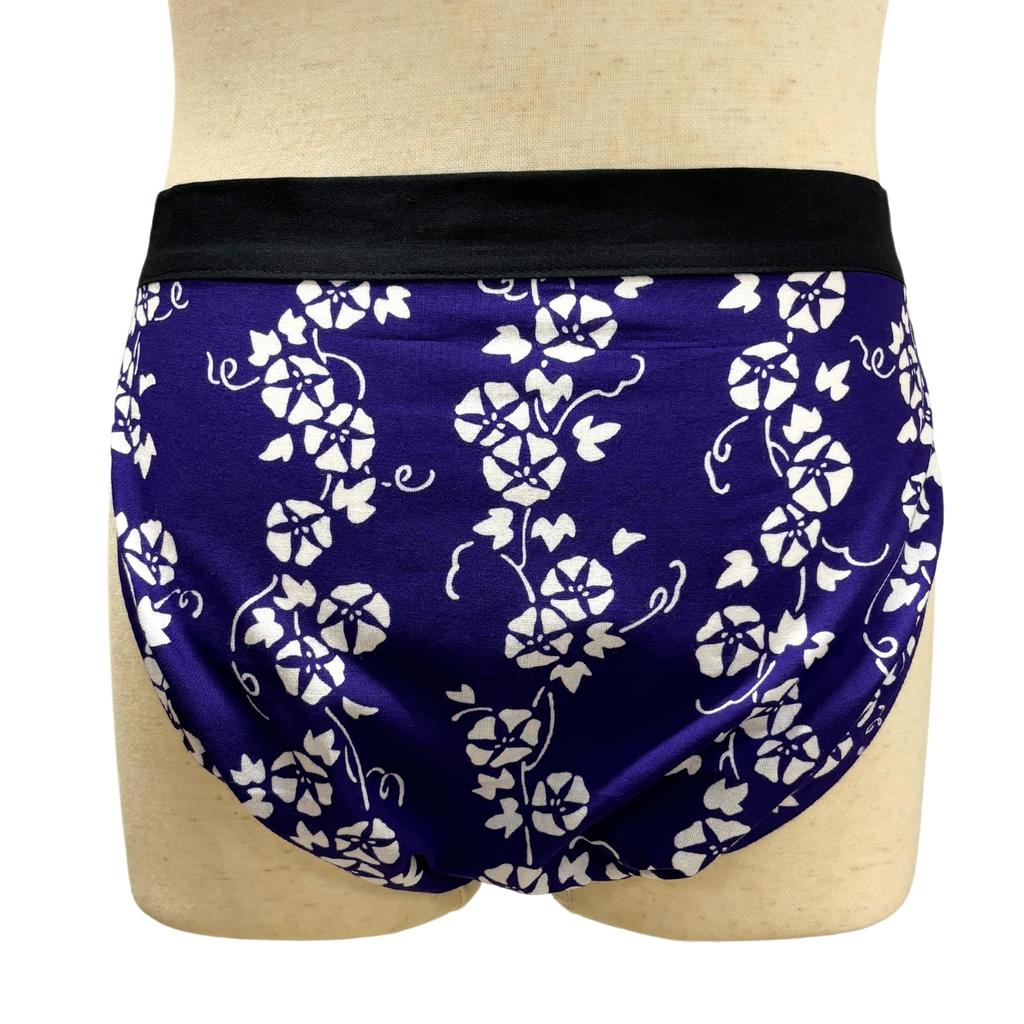 Edoten Etchu Fundoshi Made in Stylish Japanese Tenugui One Size Fits Morning Glory Pattern (Loincloth) Japan, 100% Cotton, Pattern, Men's, All, (Black