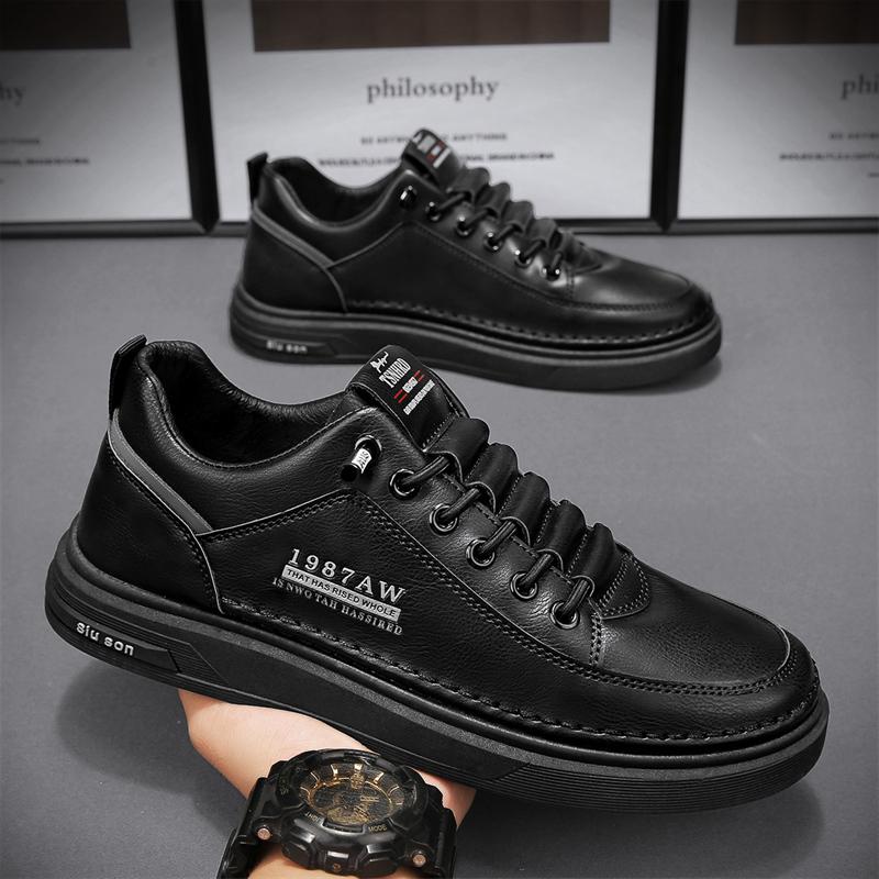 

2025 New Mens Spring Trend Versatile Lefu Casual Flat Board Shoes True Super Soft Leather Breathable PU Leather Shoes Tenis 39
