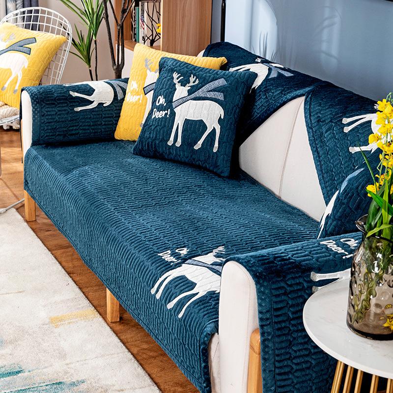 

Хрустальная бархатная подушка для дивана, новый зимний плюшевый утолщенный чехол для дивана, универсальный универсальный нескользящий чехол для дивана, ткань 70*70cm