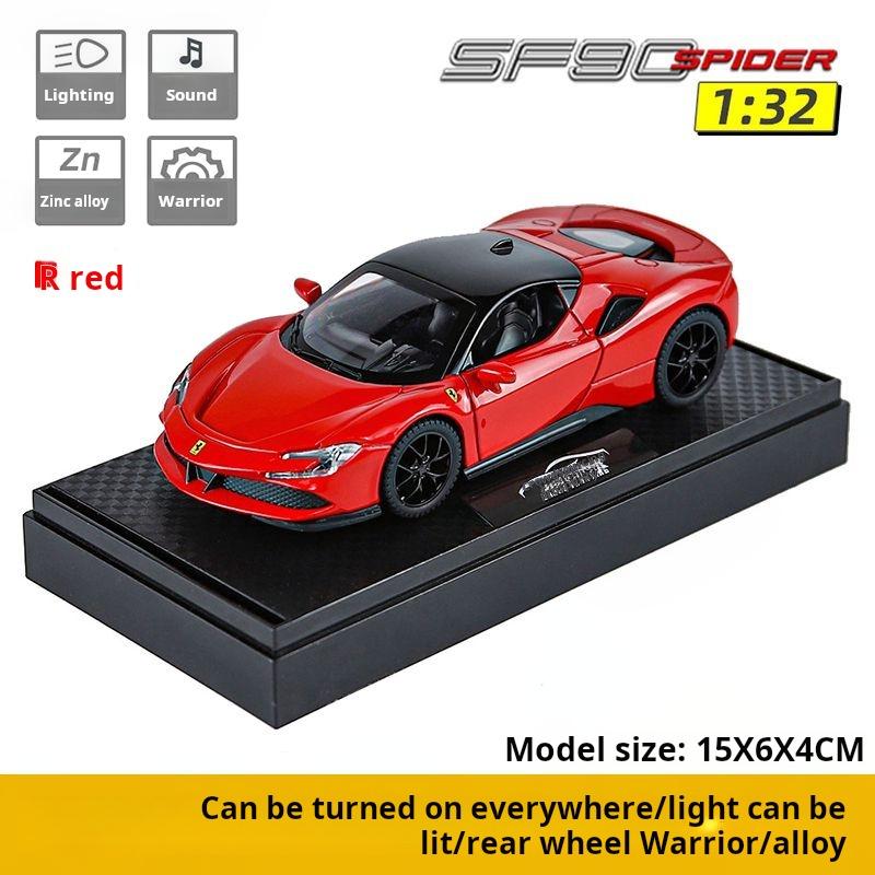 1:32 Ferra Sf90 Luxury Sports Car Exquisite Alloy Simulation Car Model Pull Back Collectible Figurine & Desktop Decoration