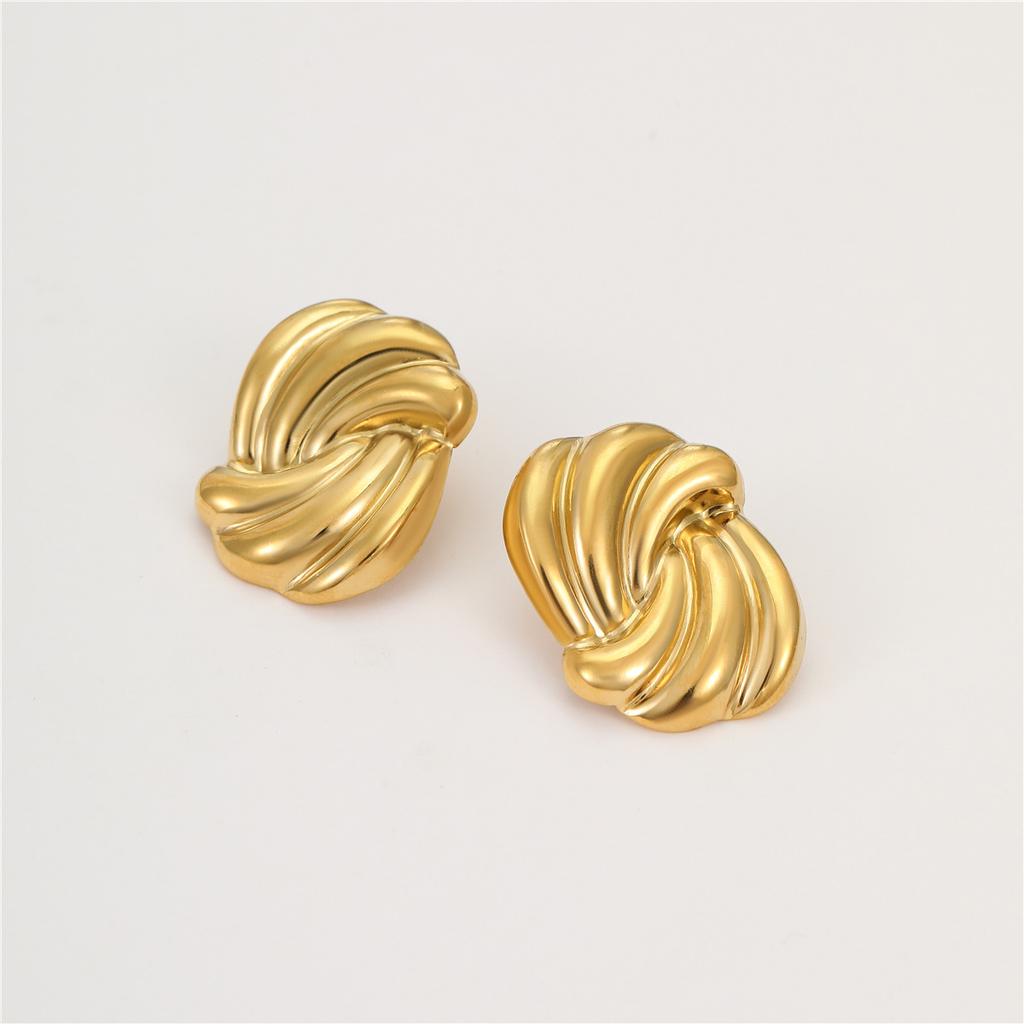 GEMCHIC Women's Gold Twisted Knot Stud Earrings Stainless Steel Geometric Minimalist Hypoallergenic Jewelry