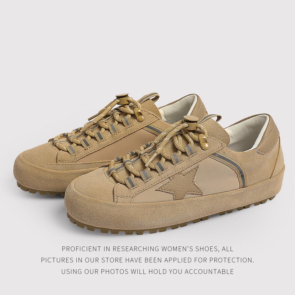 Retro Old Star Shoes Women'S Spring Platform Heightening Leather Casual Sports Shoes Board Shoes