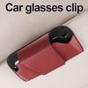 Sunglass Holder for Car Visor, Car Sunglasses Holder PU Leather Eyeglasses Holder Glasses Protective Storage Case Accessories