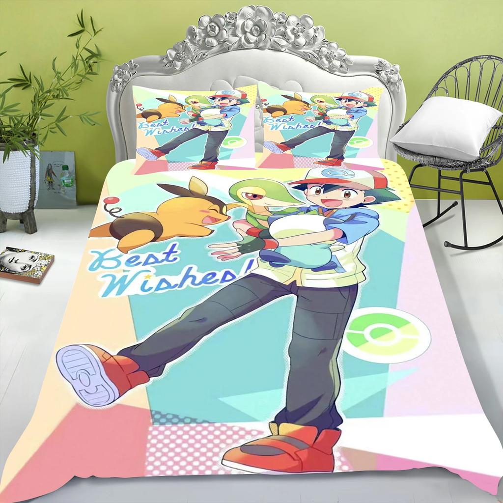 Electric Mouse Bedding Set Children'S Bedding Set Squirtle Quilt Duvet Cover King Size Twin Covers Children Printed 100% Polyest