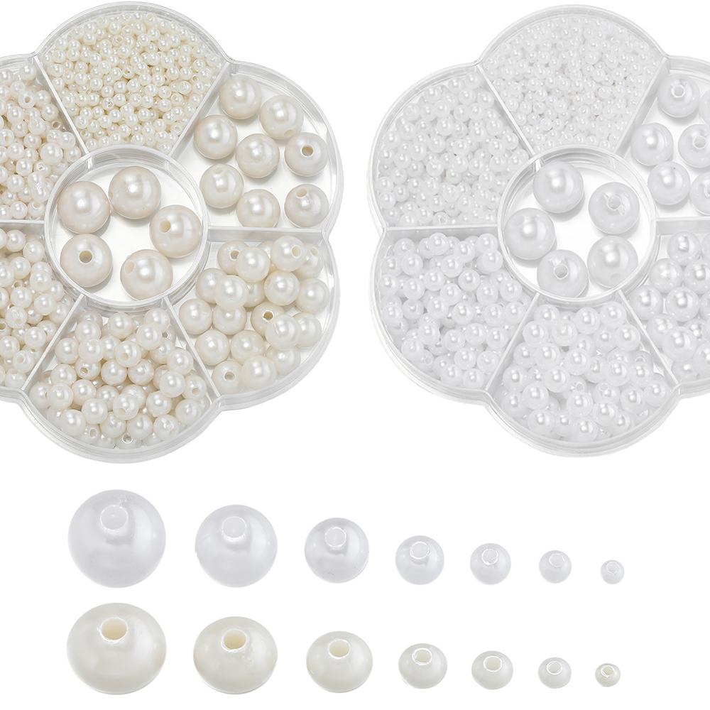 893pcs/Box ABS Imitation Pearl Beads White Round Spacer Bead Kit for Bracelet Necklace Earrings DIY Jewelry Making Accessories