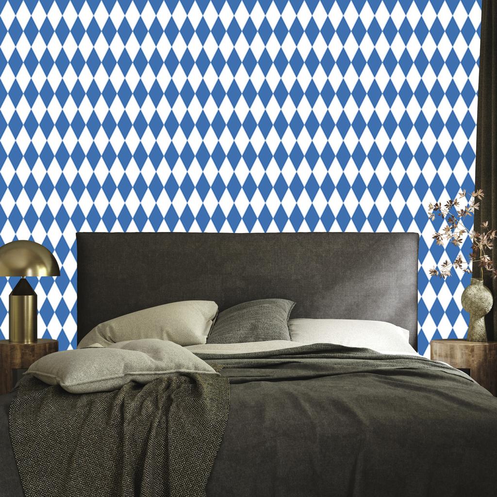 Harlequin Diamonds Wallpaper Blue, White and Azure 50x1000