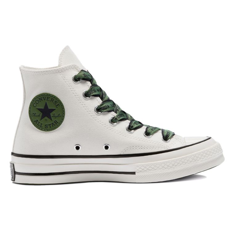 Converse Chuck 70 High Wordmark Ribbon Laces Unisex Sneakers White Egret Treeline A01802C