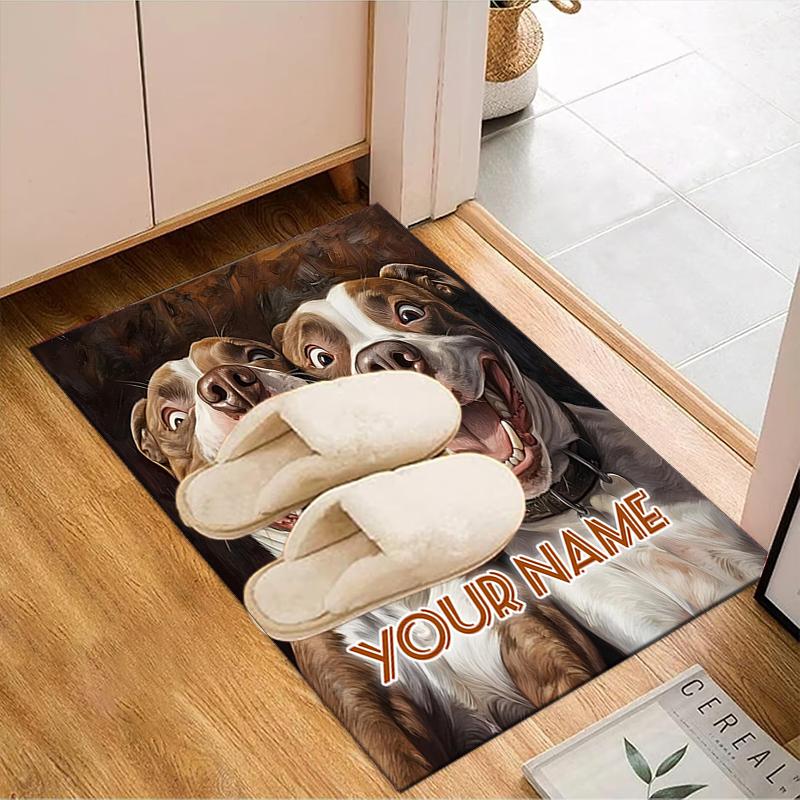 1PC Custom Name Dogs With Big Smiles Theme Floor Mat Ideal for Living Room, Game Rooms, Office, Bedroom,Floor Mat Playful Design190