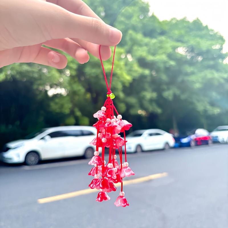 Exquisite Simulated Lily Of The Valley Pendant  Chinese Style Gradient Flower Keychain Car Ornaments For Women Bag Decoration