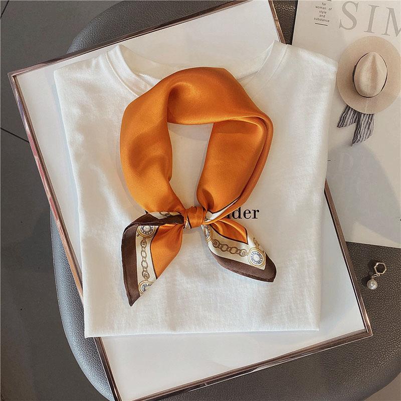 Cute polka dot silk mulberry silk scarf women's versatile small square scarf summer Korean version temperament decorative small scarf headband
