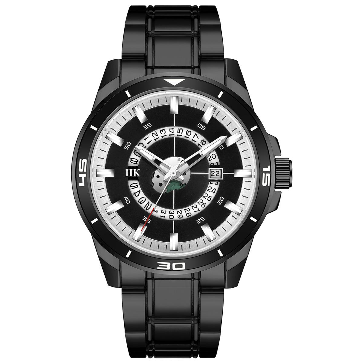 

IIK Мужские часы с большим циферблатом, светящиеся часы-календарь, мужские модные часы, кварцевые часы