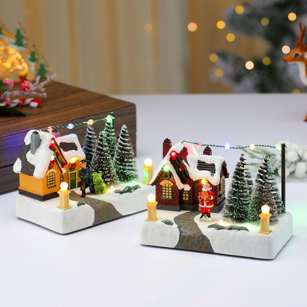 LED Light Up Village Xmas Lighting Music Box DIY Xmas Octave Box for Holiday Home Decor