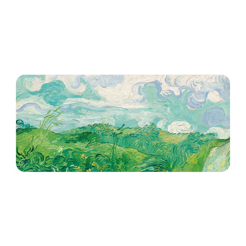 Gogh Oil Painting Van Landscape Mouse Pad Extra Large Nonslip Desk Mat With Precision Stitched Edges