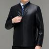 Autumn and Winter Men's Leather Jackets, Genuine Leather Jackets, Middle-aged Dad's Sheepskin Loose Stand-up Collar Plus Velvet Jackets