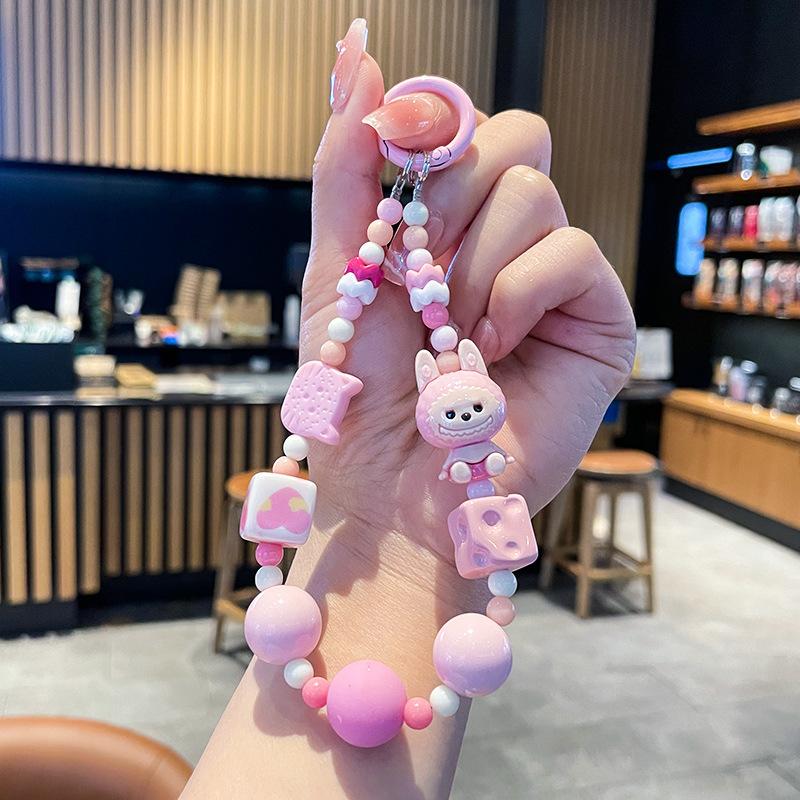 

Кавайная цепочка для телефона Bubble Mart для девочек, креативный бисерный брелок, подвеска для сумки, аксессуары для украшения, шнурок для телефона, подарки
