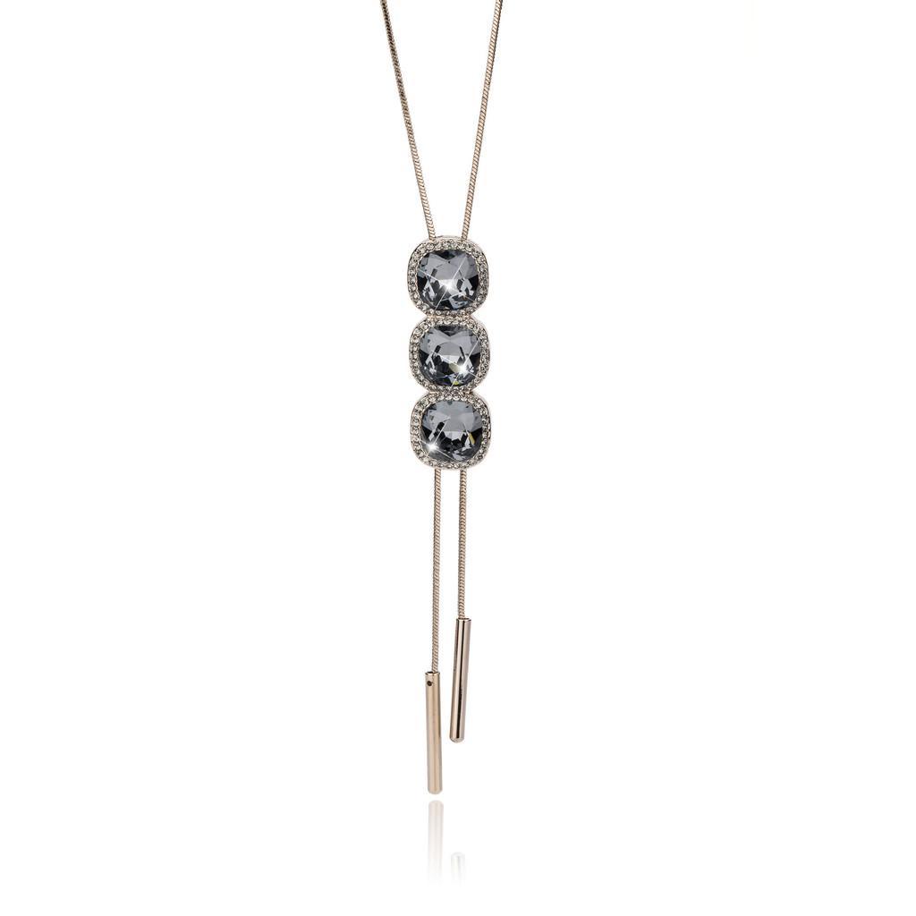 Long Allpurpose Beautiful Necklace For Women In Geometric Style With Sparkling Crystal Pendant