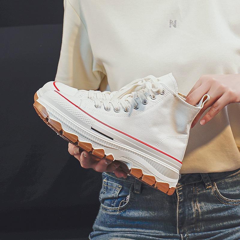 High-top canvas shoes women's platform retro casual women's shoes spring new student cloth shoes heightening shoes 2