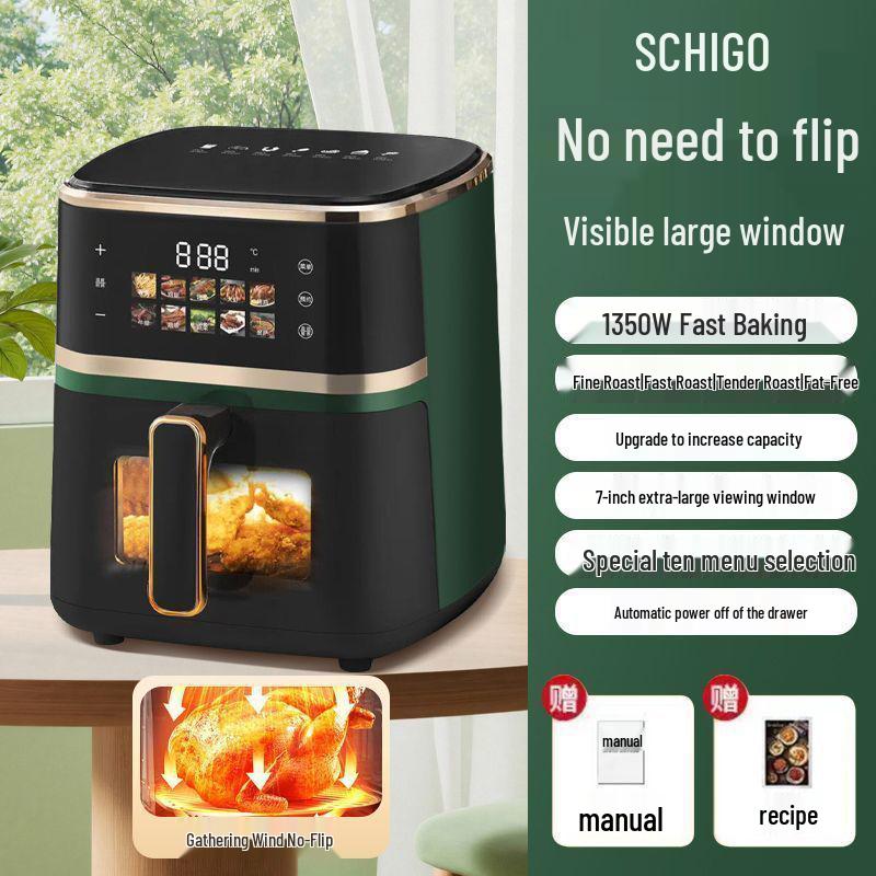 Elektrische Heißluftfritteuse mit großem Fassungsvermögen und Sichtfenster