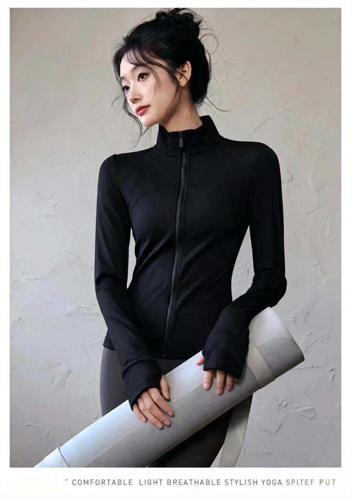 Women's Velvet Slim-Fit Jacket: Autumn/Winter Yoga, Quick-Dry, Long Sleeve Fitness Top