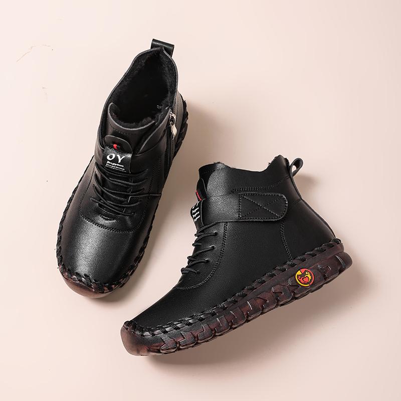 Women Winter Warm Walking Shoes Moccasins Driving Shoes High Top Fur Boots Casual Plus Size Outdoor Handmade Shoes