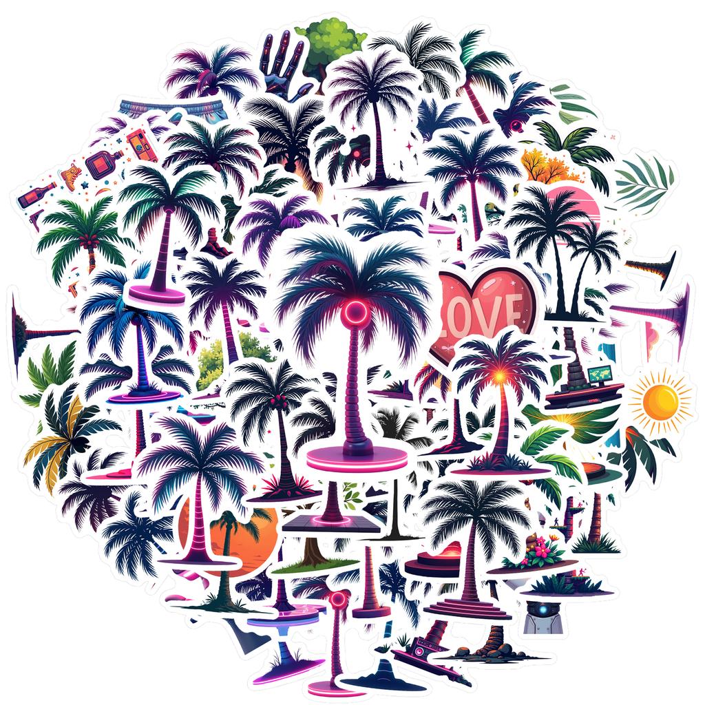 35pcs-100pcs Decals  Waterproof Decorative Stickers Tropical Stickers Palm Tree Stickers for Suitcases Computers Phones