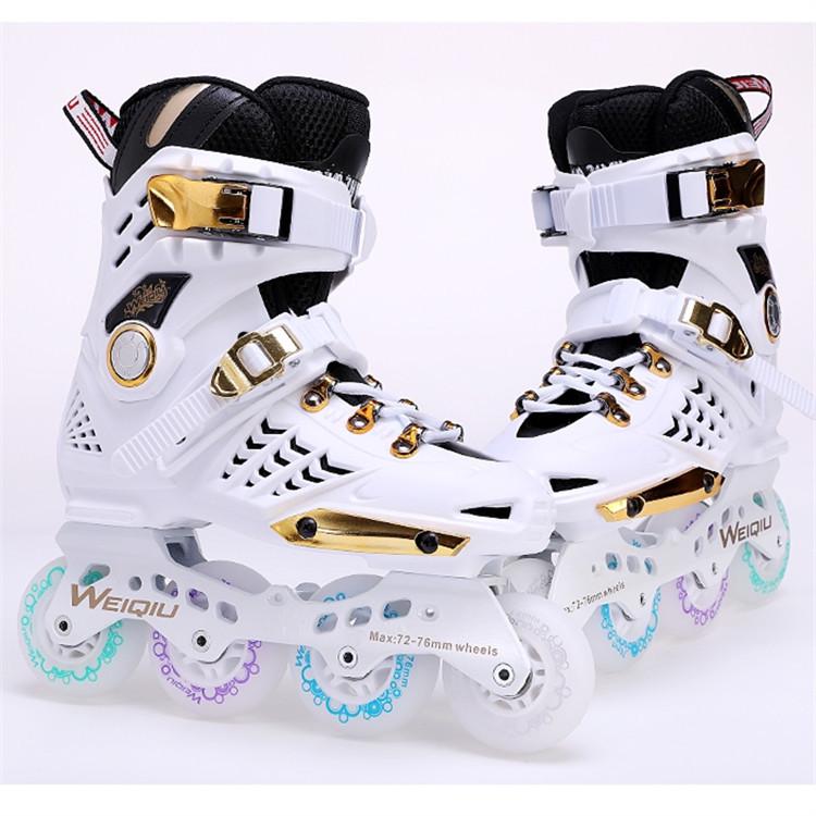 Erwachsene Schwarz-Gold Inline-Rollschuhe für Männer & Frauen – Anfänger Einreihig mit Blumenmuster