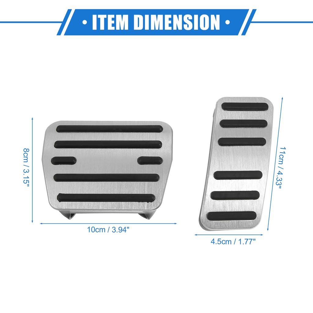 ABSOPRO Car and Brake Pedal Cover Pads for VW Golf and Golf SportWagen Aluminum Silver 2 Pieces Gas, Accelerator, Golf, Alltra, 2015-2020, Non-Slip