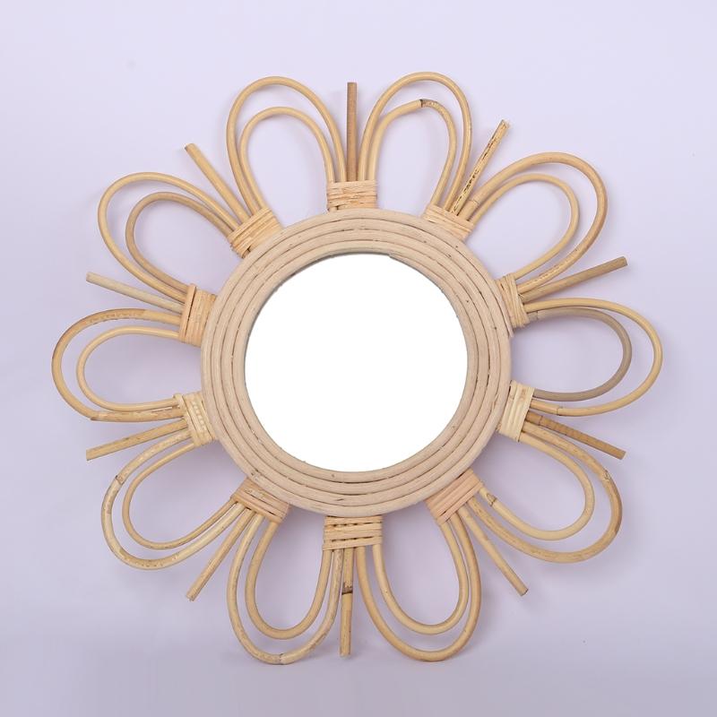 Woven Rattan Dressing Mirror Innovative Art Decoration Makeup Mirrors Bathroom