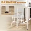 5 Piece Bar Table Set for 4 with Stools, Metal Frame, Footrest for Kitchen Natural Wood