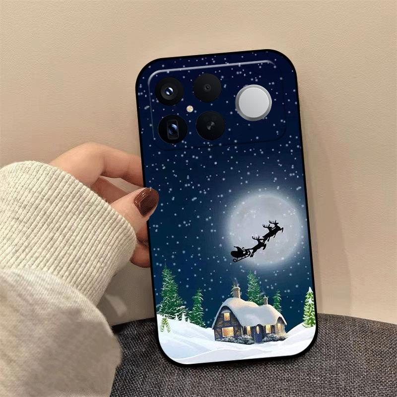 Christmas Painting Phone Case For Redmi K80 K70 K60 Ultra K90 Pro Max K40 Gaming K70E K60E Soft Silicone Shockproof Cover Coque