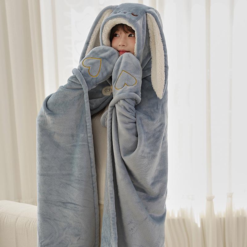 Cozy Rabbit Ear Shawl Cloak: Cute, Warm, and Thick for Autumn & Winter