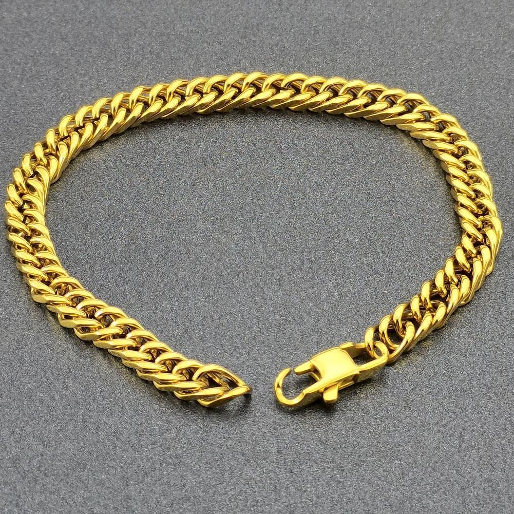 Armband Edelstahl Gelb Ton Kette Classics Karabinerverschluss-5mm Breite für Damen