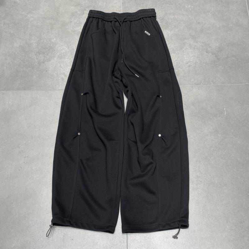 2026 Spring Elastic Waist Cropped Wide-Leg Women s Pants - Versatile, Slimming, Trendy Casual Trousers Medium чёрный