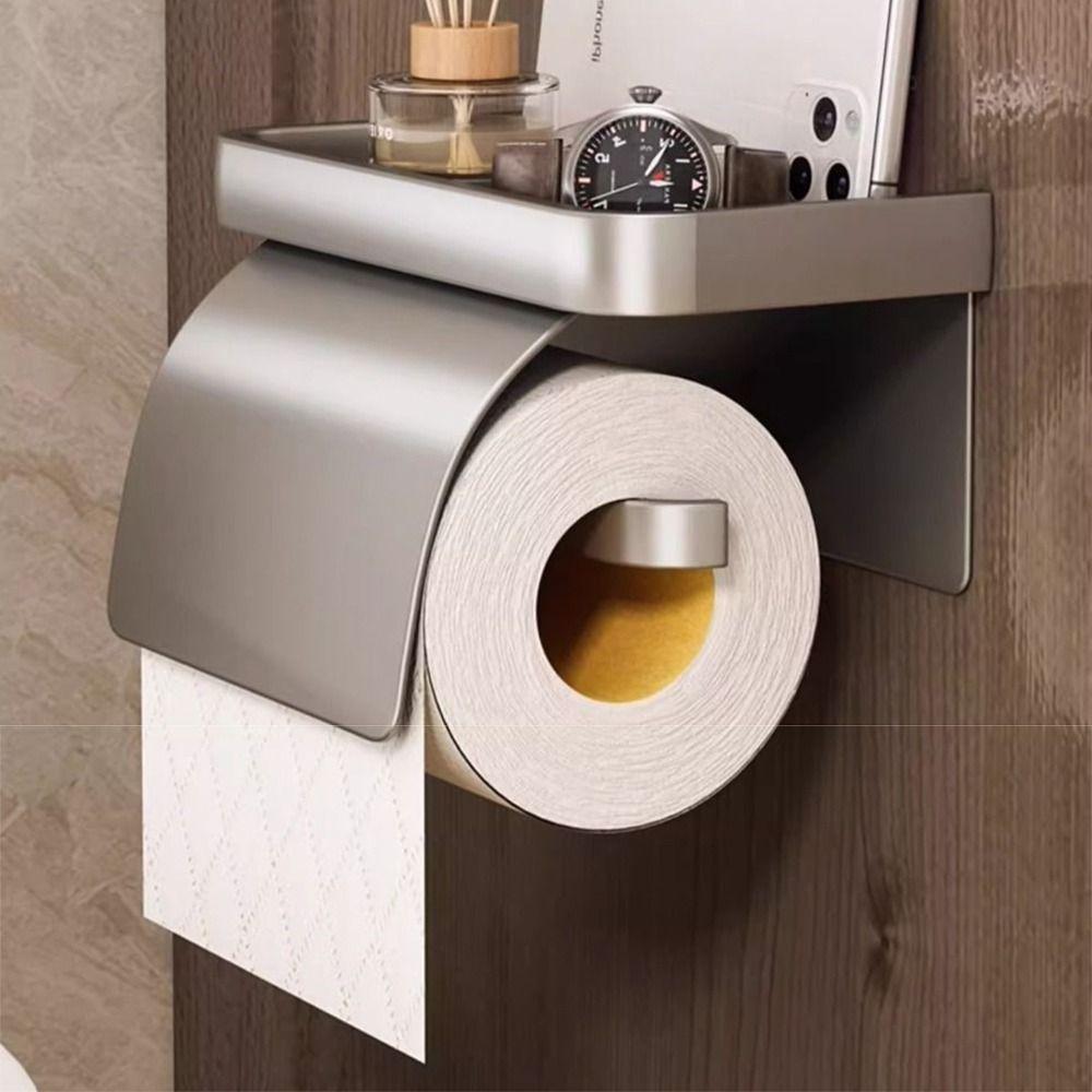 Baffle Design Toilet Paper Holder Punch-free Tissue Roll Hanger Bathroom Tissue Self  Kitchen