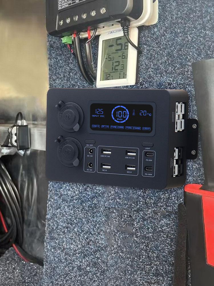 12V Home Decoration LCD Display Power Box with LED Lights with LED Lights Mini Power Box Portable Control Hub 100W for RVs, SUVs, Boats