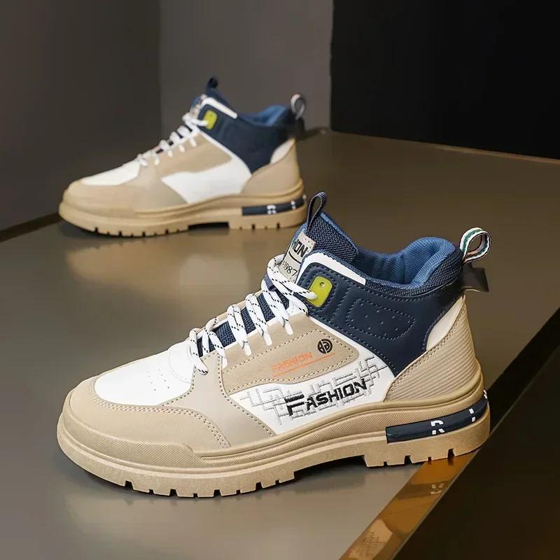 Fashion Men's Boots Autumn/winter New Outdoor Sports Thick Soled Knight Boots Men's High Top Cotton Thick Soled Anti Slip Warm Snow Boot