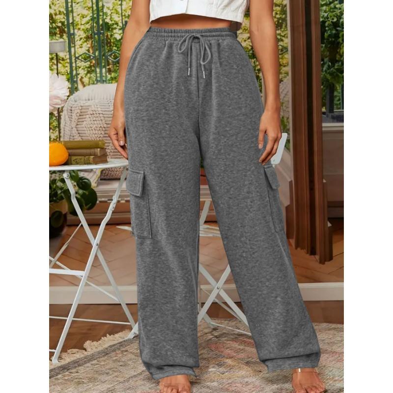 Women's Spring and Autumn New Casual Loose Fashion Temperament Pocket Drawstring Ladies Sweatpants