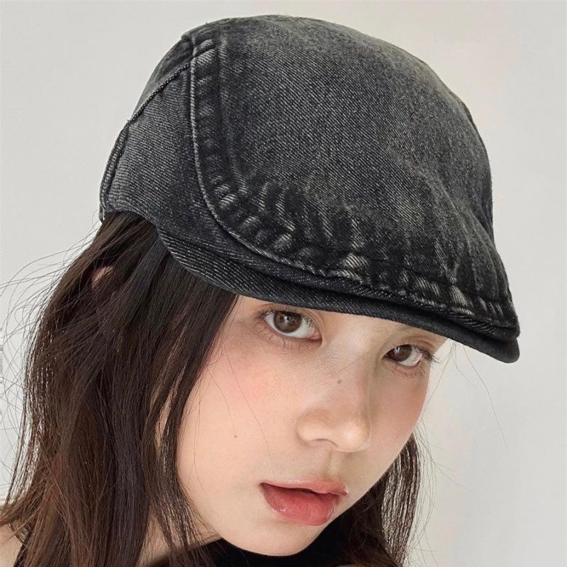 [Cowboy Is Cool] Denning Style Retro Denim Forward Hat Adjustable Big Head Circumference Fashionable Versatile Duckbill Hat Tide
