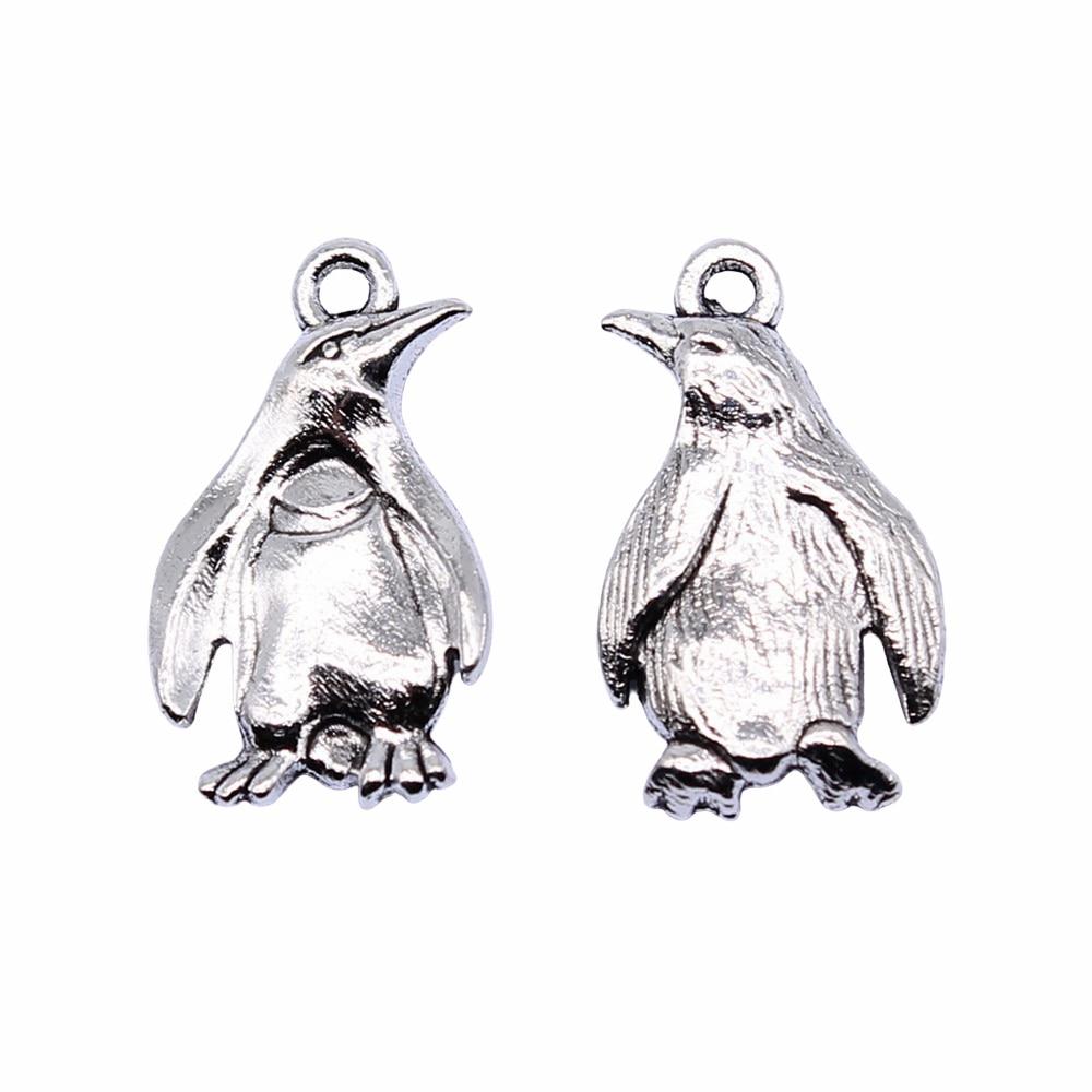 

10шт Пингвин Амулеты Амулеты Античное серебро Цвет Цинковый сплав 20X12mm