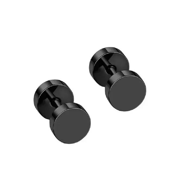 

Стильные двусторонние серьги-штанги из титановой стали, мужские и женские круглые серьги-гантели из нержавеющей стали 8mm чёрный