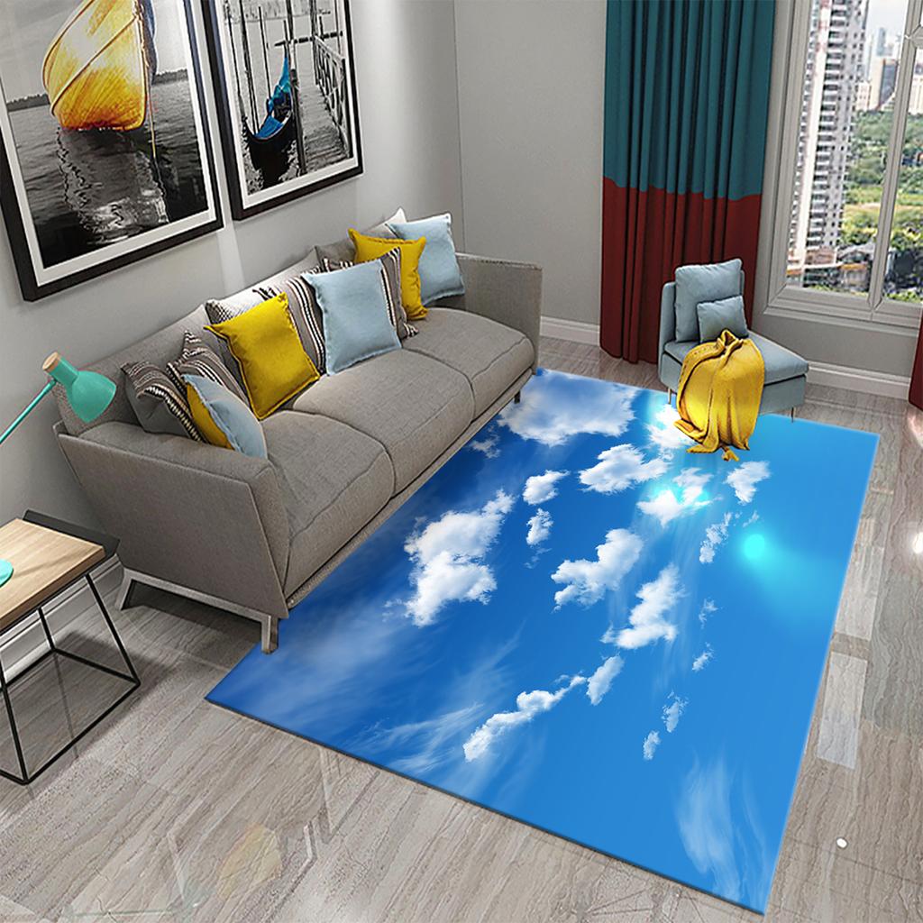 Cloud Carpet Blue Sky White Clouds Rainbow Rugs Doormat Anti Slip Floor Carpet Bathroom Kitchen Rugs Bathroom Living Room Decor