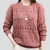Women's Thin Hollow-out Sweater Spring Summer Solid Color Round-neck Sweater Loose Knitted Pullover Top