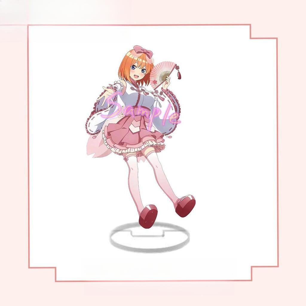 New "The Quintessential Quintuplets" 8CM Acrylic Stand Figurines In Cherry Blossom Miko Costumes: Ichika, Nino, Miku, Yotsuba, and Itsuki.