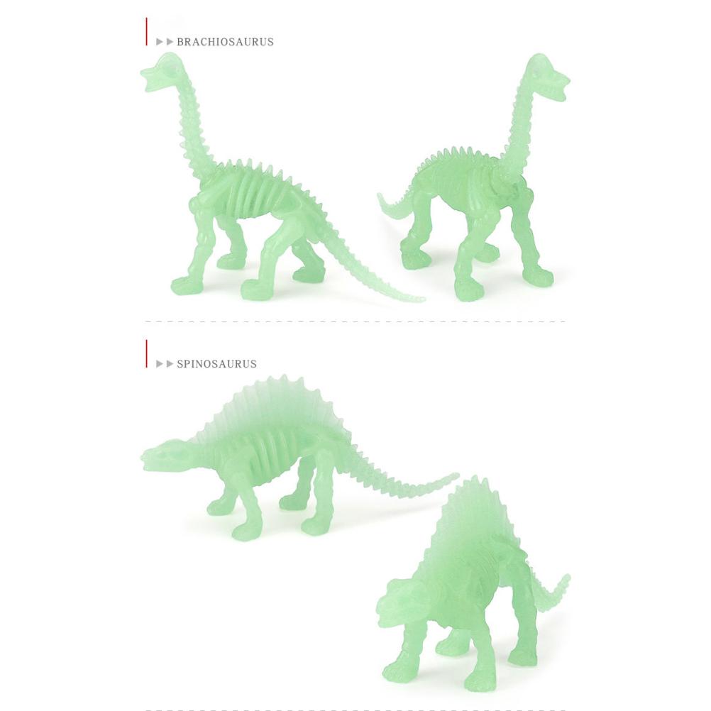 12Pcs Luminous Dinosaur Fossil Skeletons Simulation Tyrannosaurus Rex Brachiosaurus Triceratops