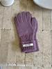 Women's Pink Wool Blend Knitted Gloves - Korean Style Cute Windproof Winter Cycling Gloves