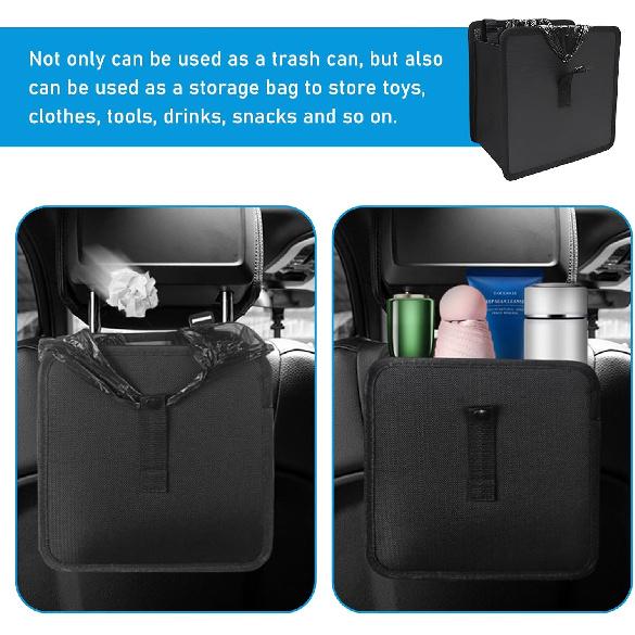 Foldable Car Trash Can, Waterproof Large Capacity Automotive Hanging Trash Bin, Leakproof Auto Garbage Bag Storage Container for All Vehicles,