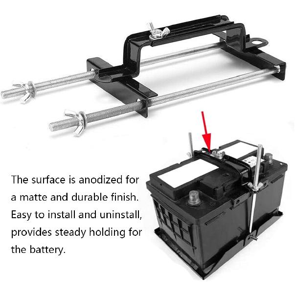 Adjustable Battery Hold Down, Universal Battery Adjustable Crossbar With L Bolt Battery Tie Down Holder For Cars SUVs (Bolt Length 27Cm/10.63Inches)