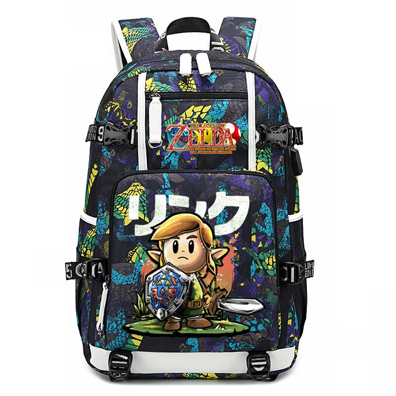 Zelda Zelda Plecak z Nadrukiem Akcesoria Outdoorowy Port USB Duża Pojemność Plecak Podróżny
