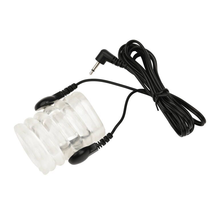 Adult Sexy Men's Silicone Electric Shock Scrotum Binding Device Sperm Locking Delay Stimulation Testicle Set Sex Toy Supplies