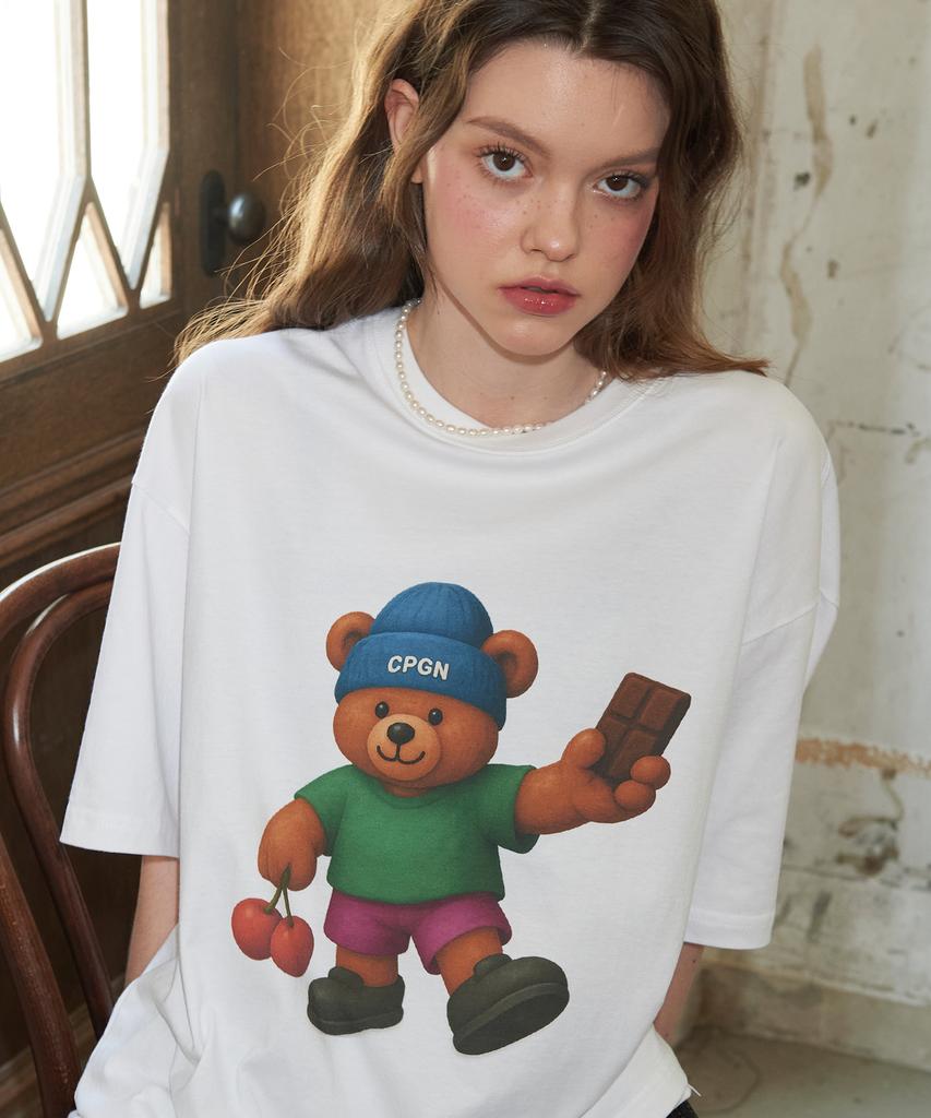 CPGN STUDIO Dtp Cherry Bear Short Sleeve T-Shirt White